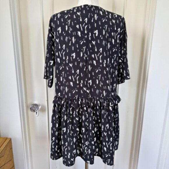 ASOS Mini Smock Dress Black White Abstract Print Size 6 - Picture 6 of 15